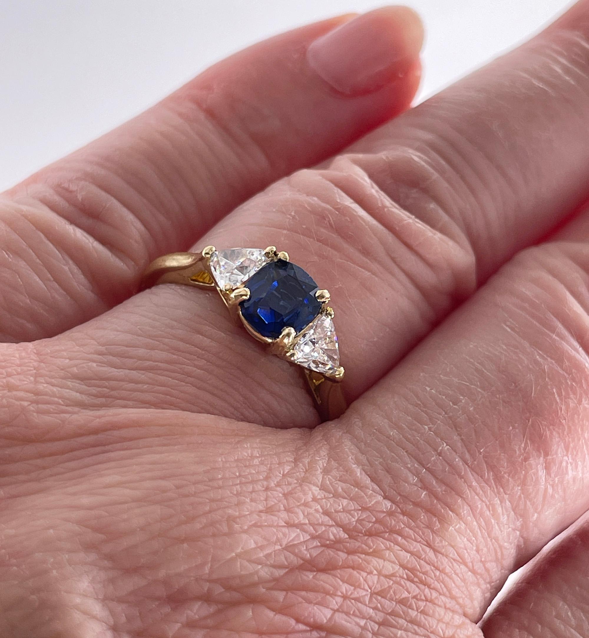 Vintage Van Cleef & Arpels GIA 1.39ctw No-Heat Blue Sapphire Diamond 18K Ring 7