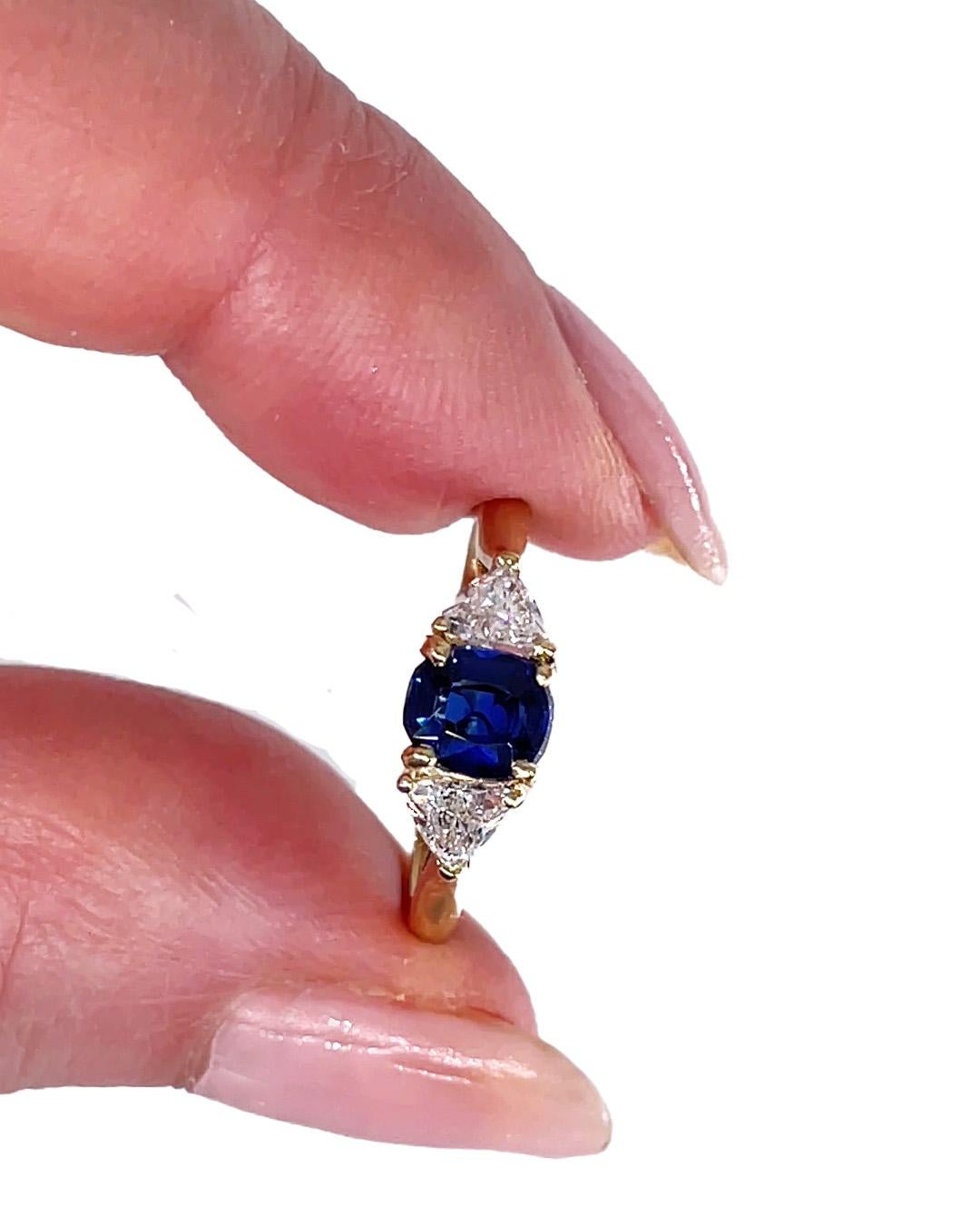 Vintage Van Cleef & Arpels GIA 1.39ctw No-Heat Blue Sapphire Diamond 18K Ring 8