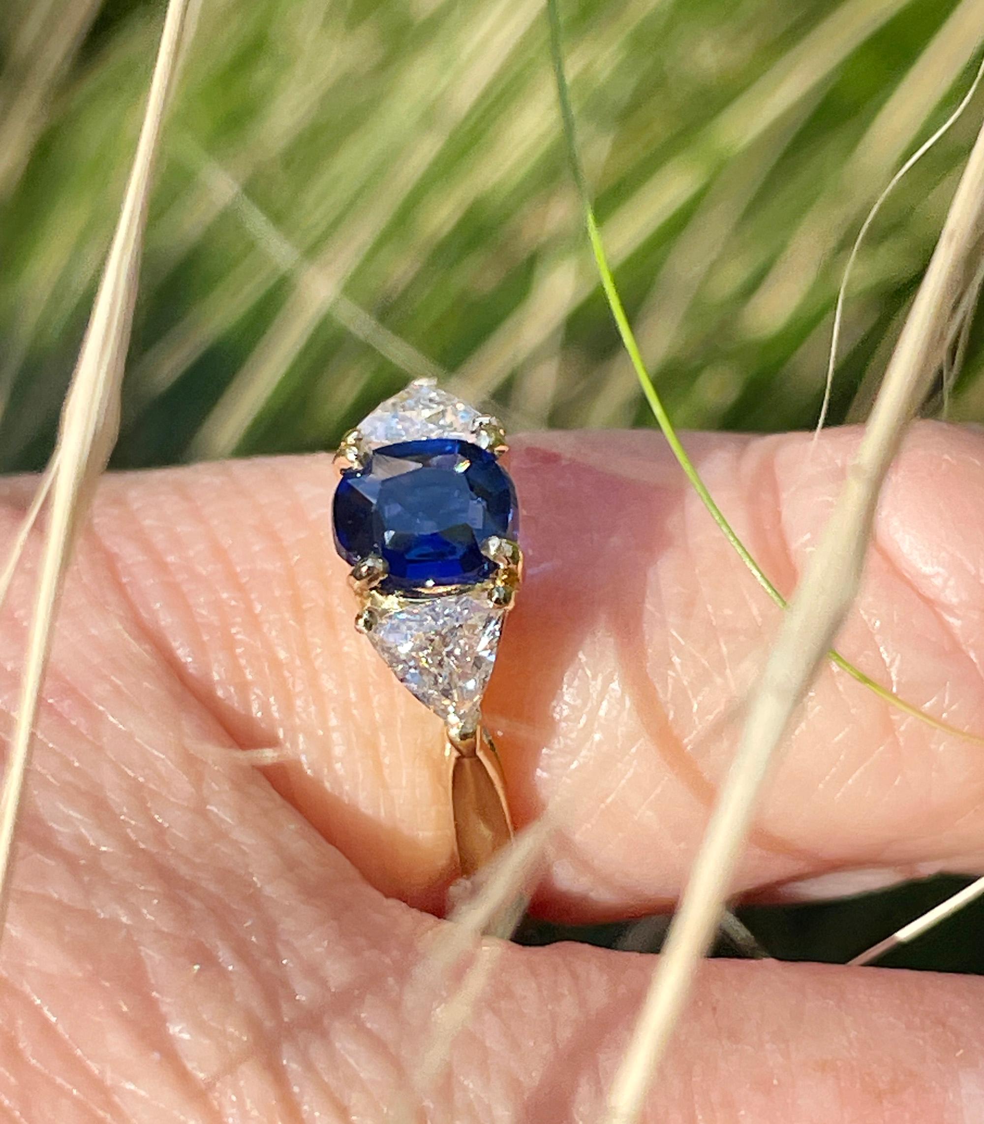 Vintage Van Cleef & Arpels GIA 1.39ctw No-Heat Blue Sapphire Diamond 18K Ring 12