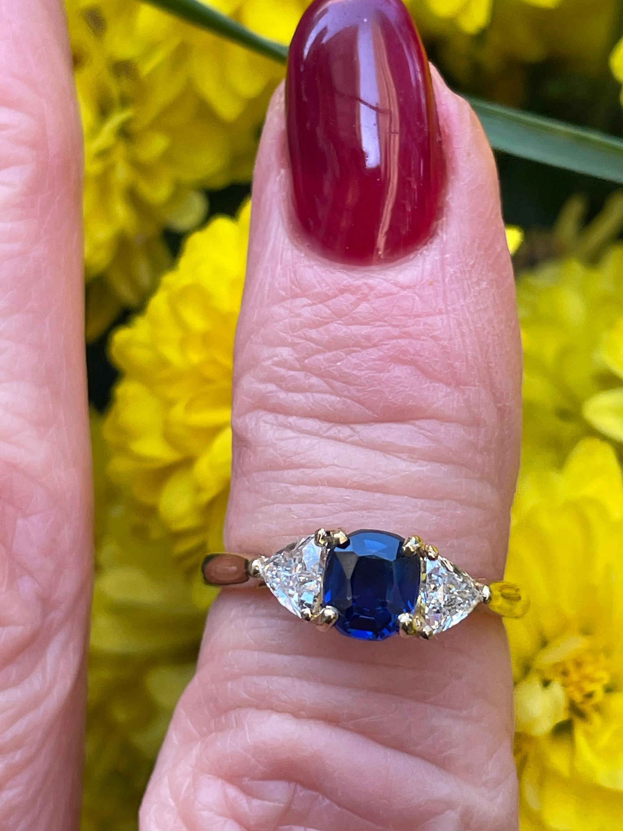 Vintage Van Cleef & Arpels GIA 1.39ctw No-Heat Blue Sapphire Diamond 18K Ring 14