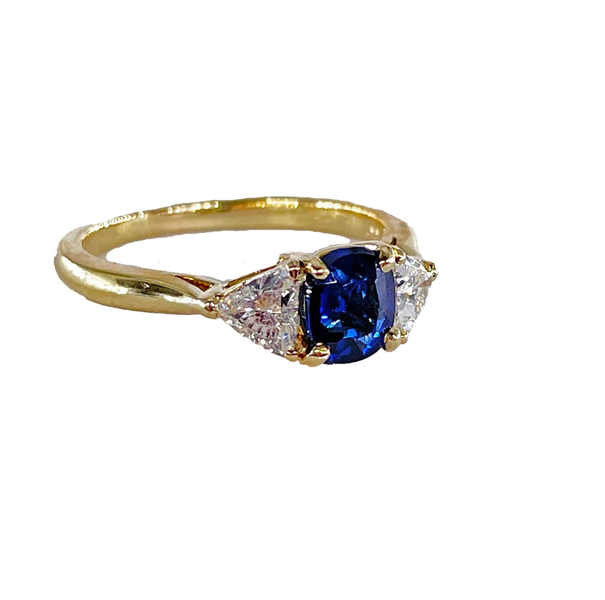 Modern Vintage Van Cleef & Arpels GIA 1.39ctw No-Heat Blue Sapphire Diamond 18K Ring