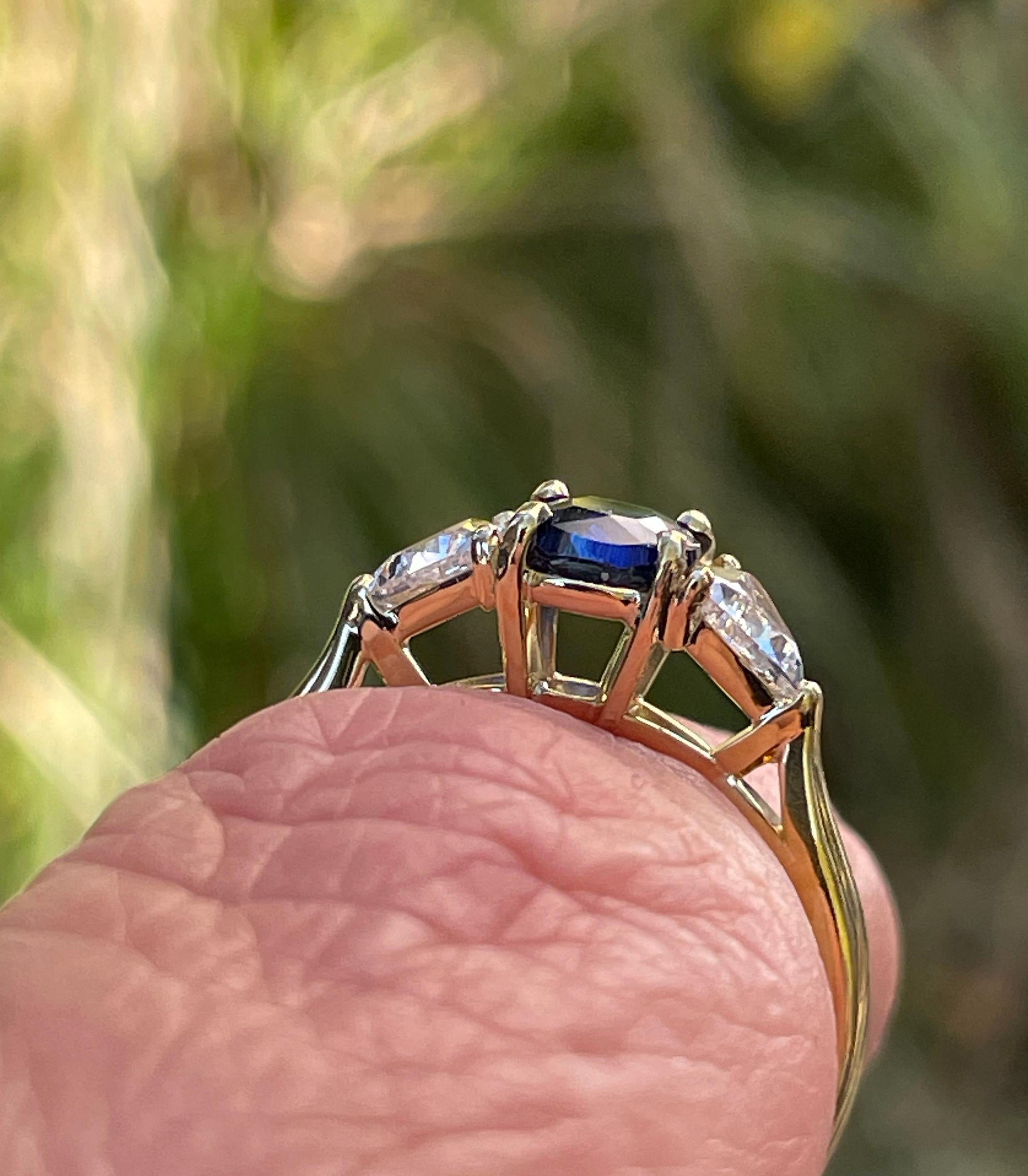 Vintage Van Cleef & Arpels GIA 1.39ctw No-Heat Blue Sapphire Diamond 18K Ring 1