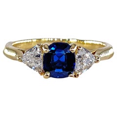 Vintage Van Cleef & Arpels GIA 1.39ctw No-Heat Blue Sapphire Diamond 18K Ring