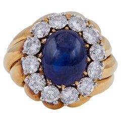 Vintage Van Cleef & Arpels GIA Burma No Heat Sapphire Diamond 18k Gold Ring