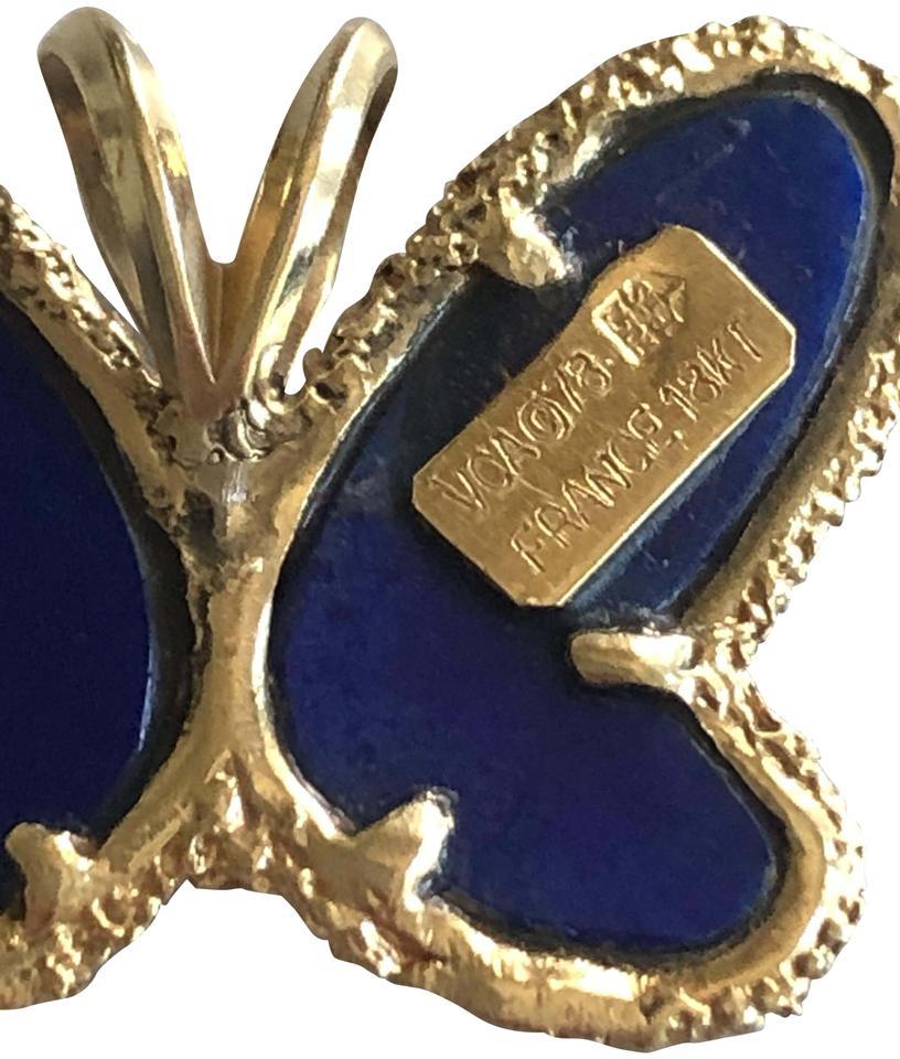 Vintage Van Cleef & Arpels
Lapis Lazul butterfly and diamond pendant,
1970s, 18-karat gold., markings on reverse.

 