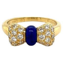 Vintage Van Cleef & Arpels Lapis Lazuli and Diamond Gold Cocktail Bow Ring