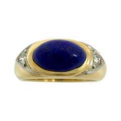 Vintage Van Cleef 
Arpels Lapis Lazuli 
Diamond 18k Gold 
Platinum Dome Ring