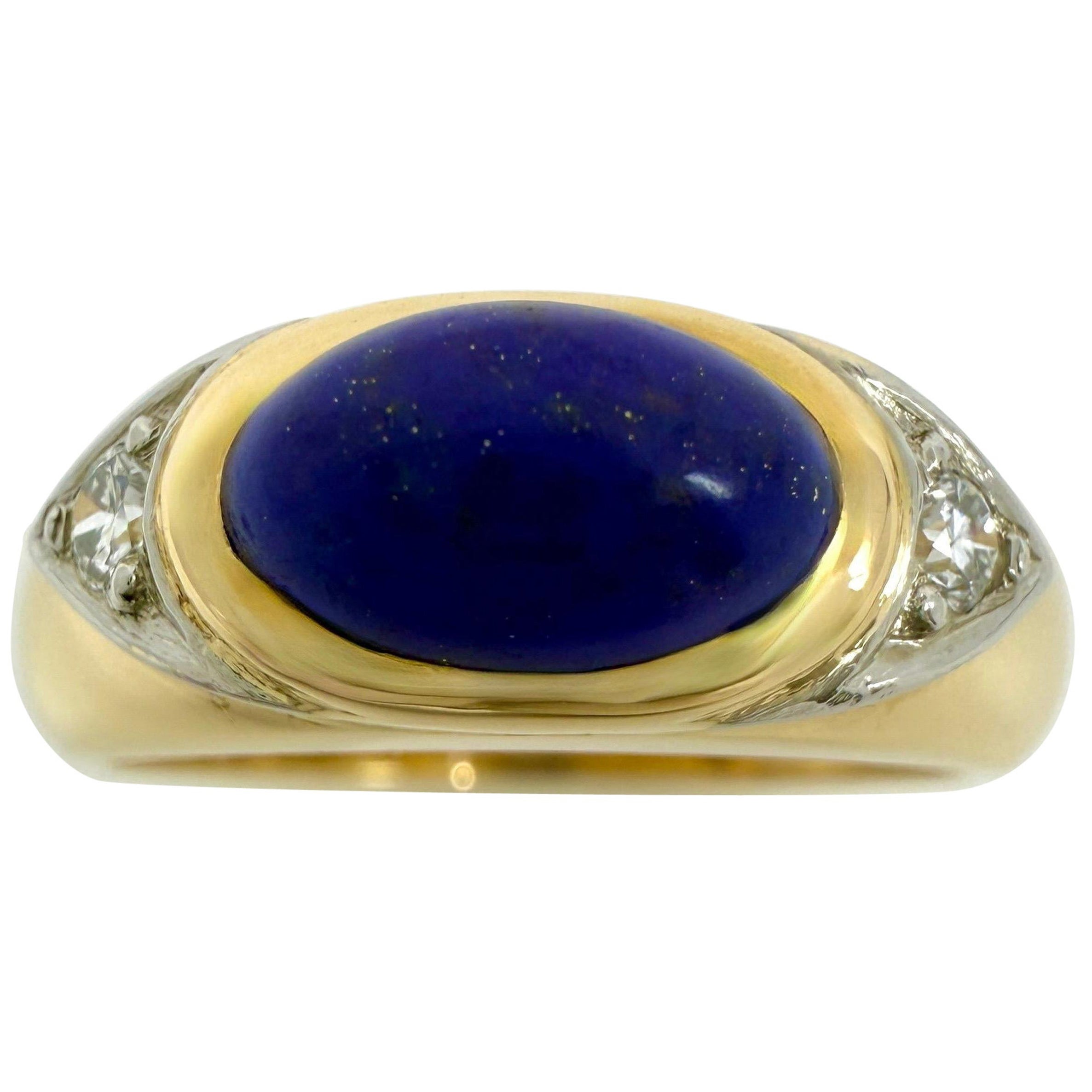 Vintage Van Cleef 
Arpels Lapis Lazuli 
Diamond 18k Gold 
Platinum Dome Ring im Angebot