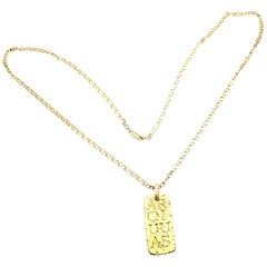 Vintage Van Cleef & Arpels Link Chain Aquarius Yellow Gold Pendant Necklace
