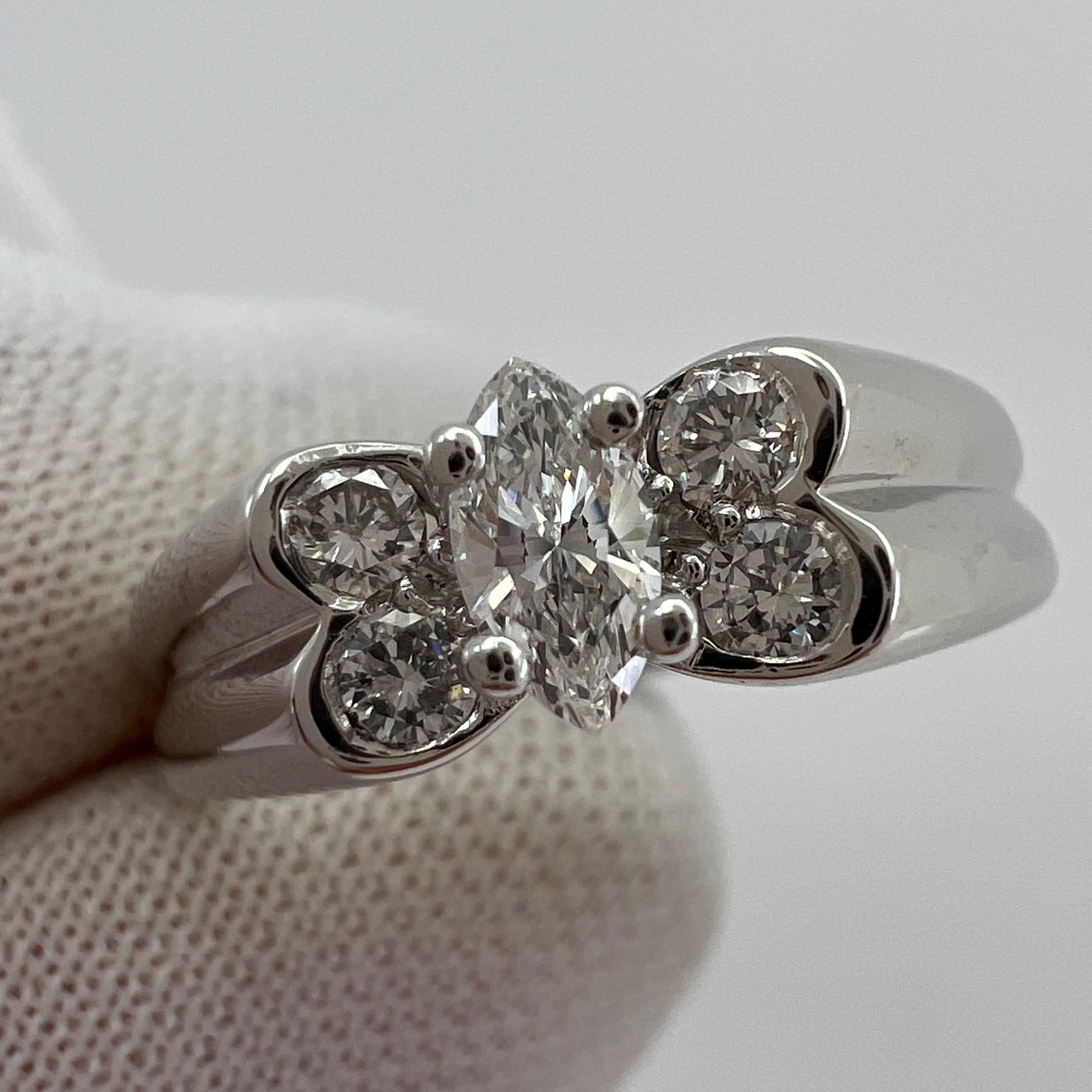 Women's or Men's Vintage Van Cleef & Arpels Marquise Diamond Celia Butterfly 18k White Gold Ring