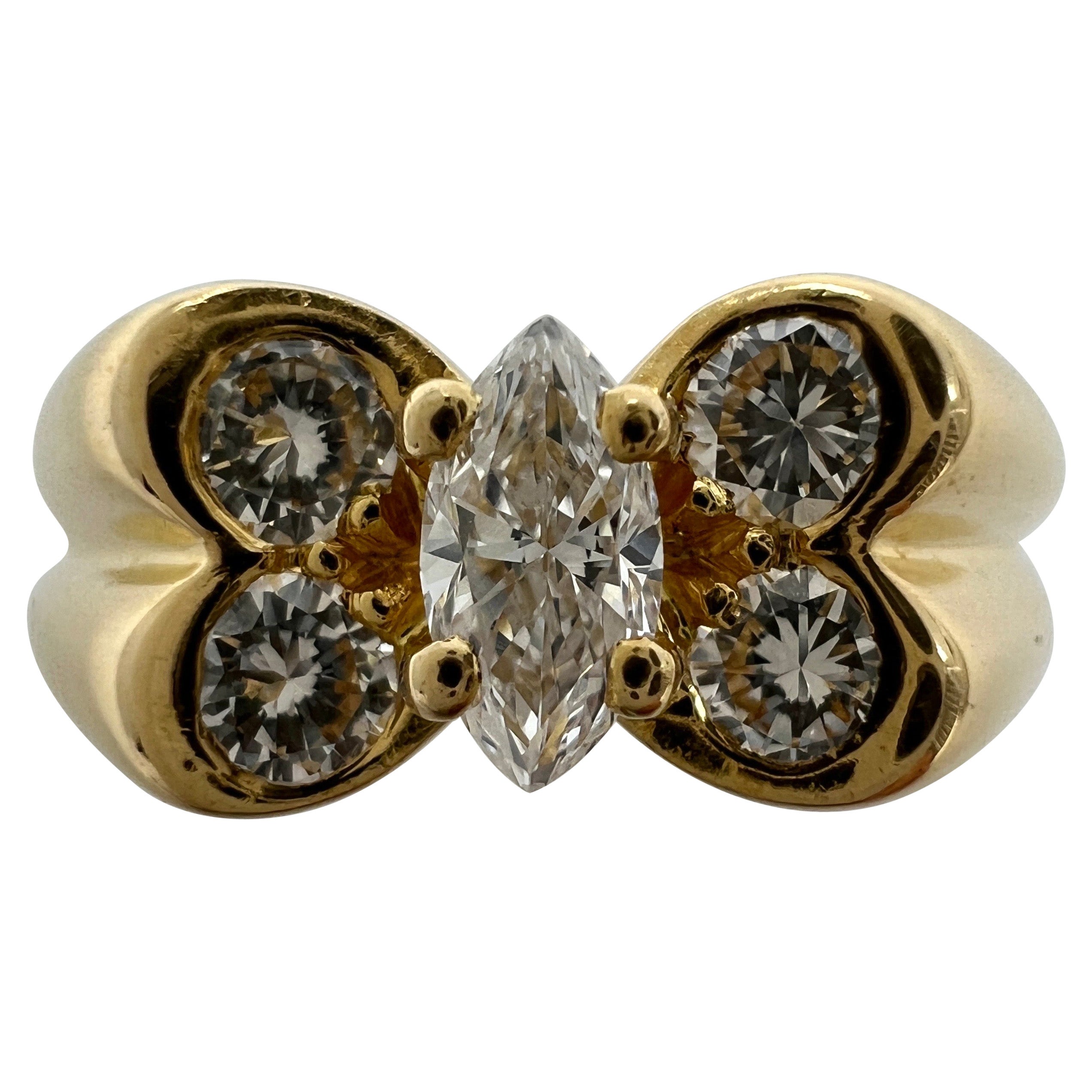 Vintage Van Cleef & Arpels Marquise Diamond Celia Butterfly 18k Yellow Gold Ring