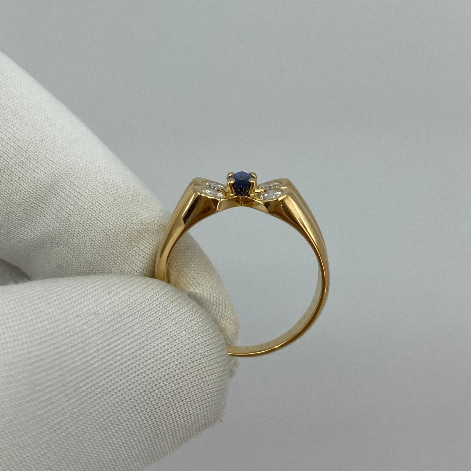 Vintage Van Cleef & Arpels Marquise Fine Blue Sapphire & Diamond Butterfly Ring 1