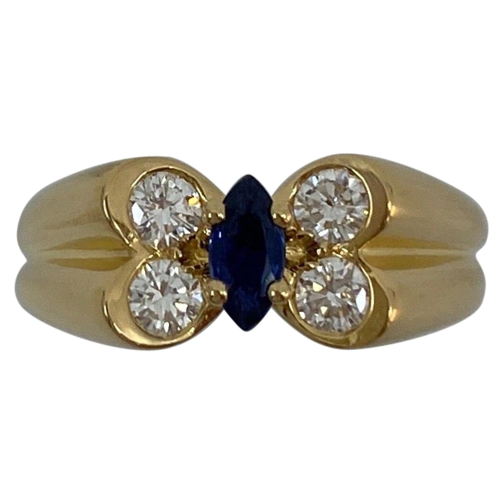 Vintage Van Cleef 
Arpels Marquise Fine Blue Sapphire 
Diamond Butterfly Ring