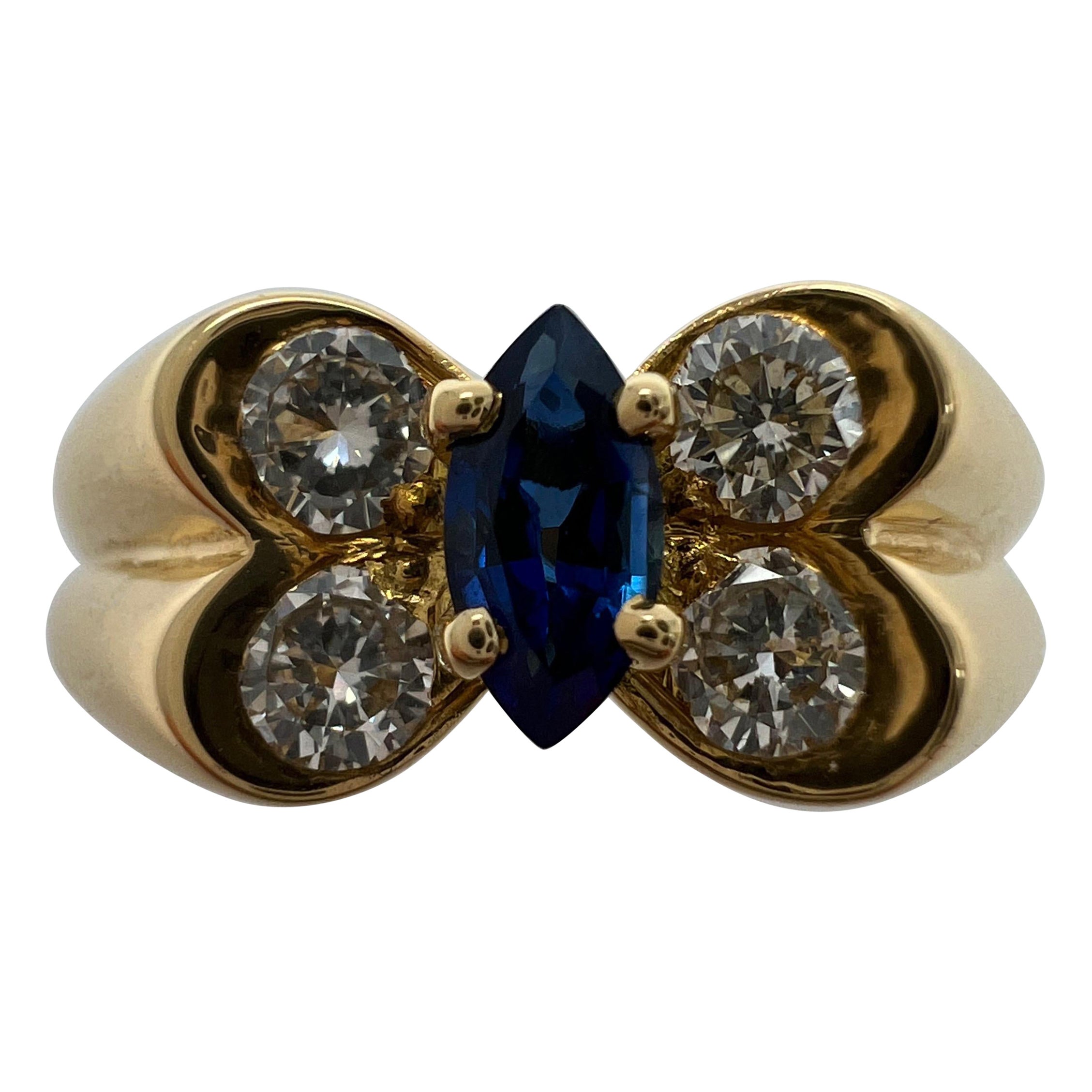 Vintage Van Cleef 
Arpels Marquise Fine Blue Sapphire 
Diamond Butterfly Ring