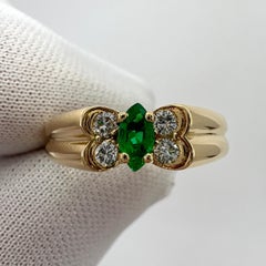 Vintage Van Cleef & Arpels Marquise Fine Green Emerald & Diamond Butterfly Ring