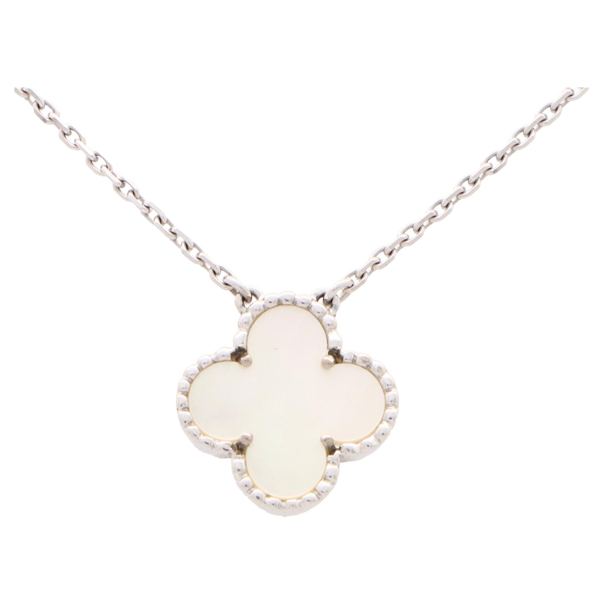 Van Cleef and Arpels Black Mother of Pearl Magic Alhambra Pendant Necklace  For Sale at 1stDibs