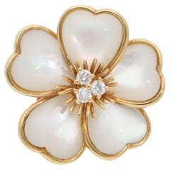 Vintage Van Cleef & Arpels Mother of Pearl and Diamond Brooch