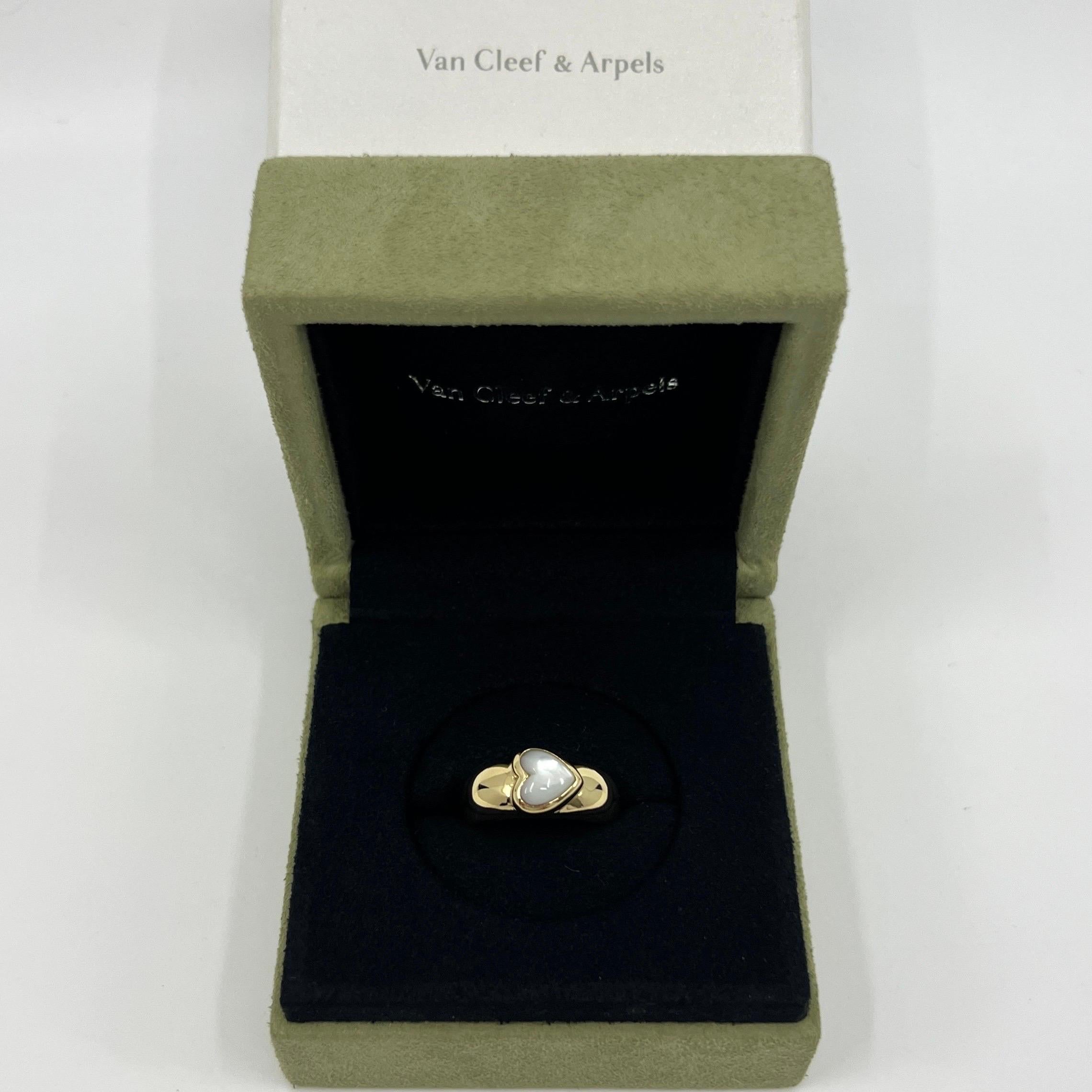 Vintage Van Cleef & Arpels Perlmutt Herzschliff 18k Gelbgold Dome Ring 5