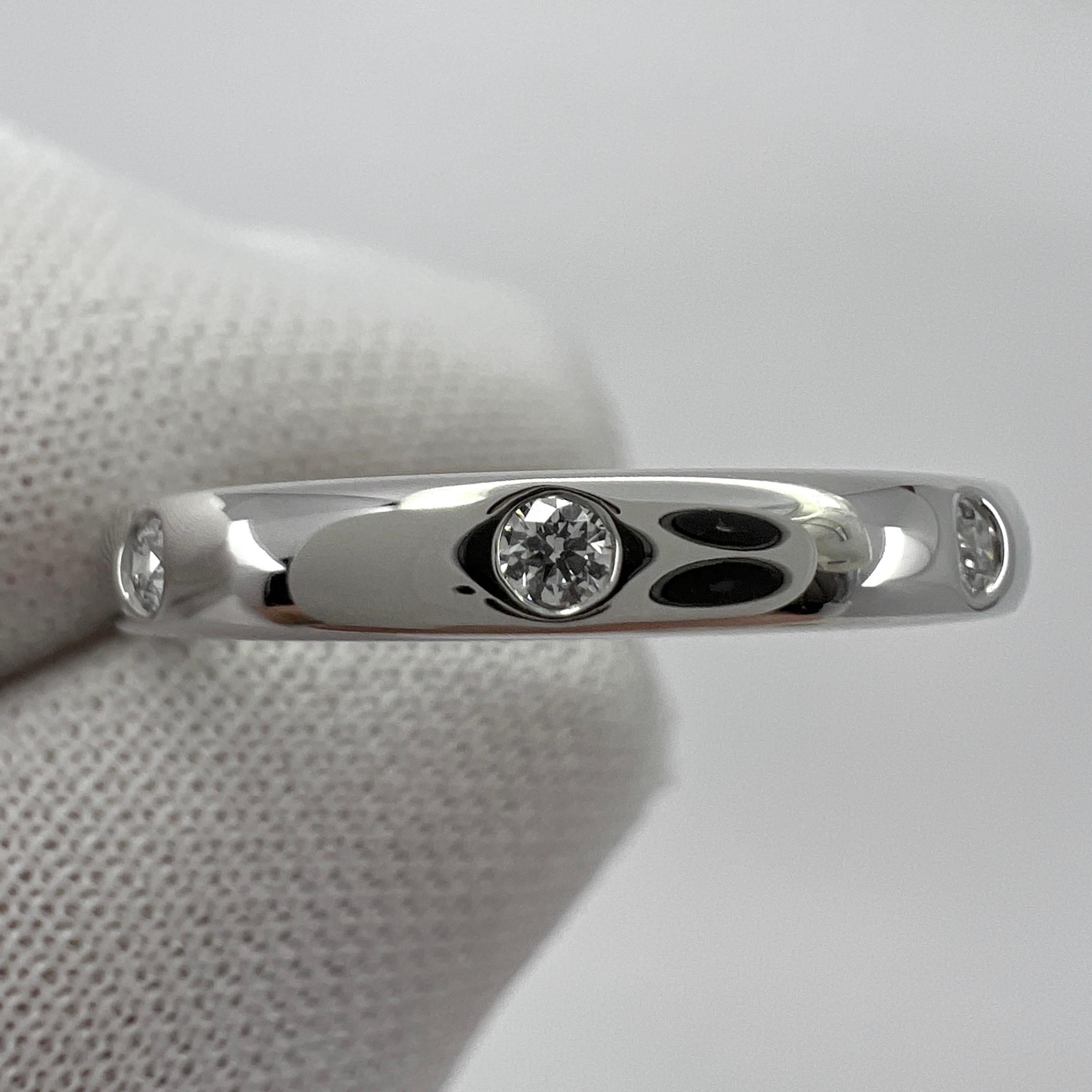 Vintage Van Cleef & Arpels Nature Diamond Platinum Band Etoile Ring 5.25 EU50 en vente 3