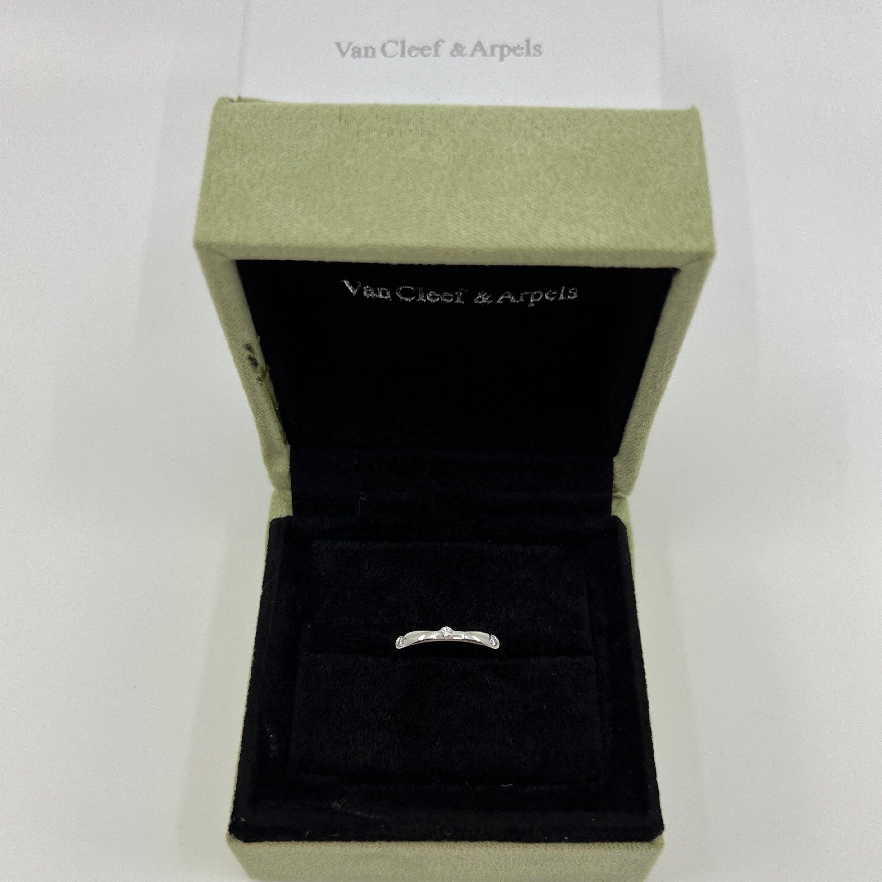 Vintage Van Cleef & Arpels Nature Diamond Platinum Band Etoile Ring 5.25 EU50 en vente 4