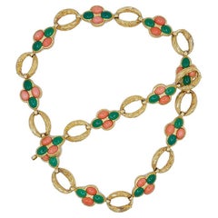 Vintage Van Cleef & Arpels Necklace Bracelet Set 18k Gold Gem Jewelry, French