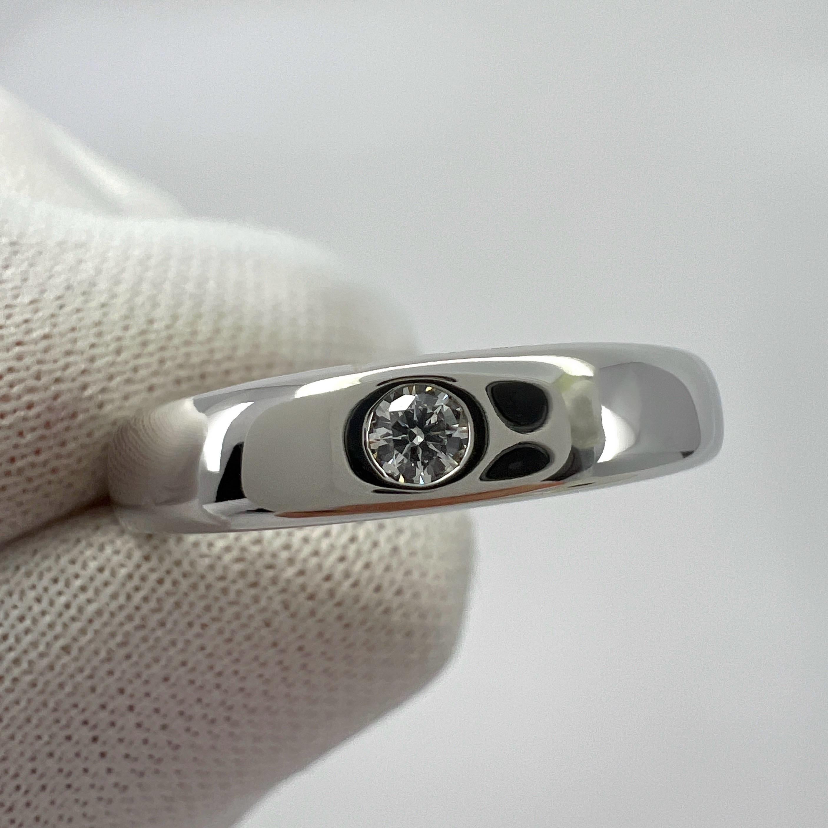 Vintage Van Cleef & Arpels NY Natural Diamond Platinum Solitaire Band Ring 49 For Sale 6