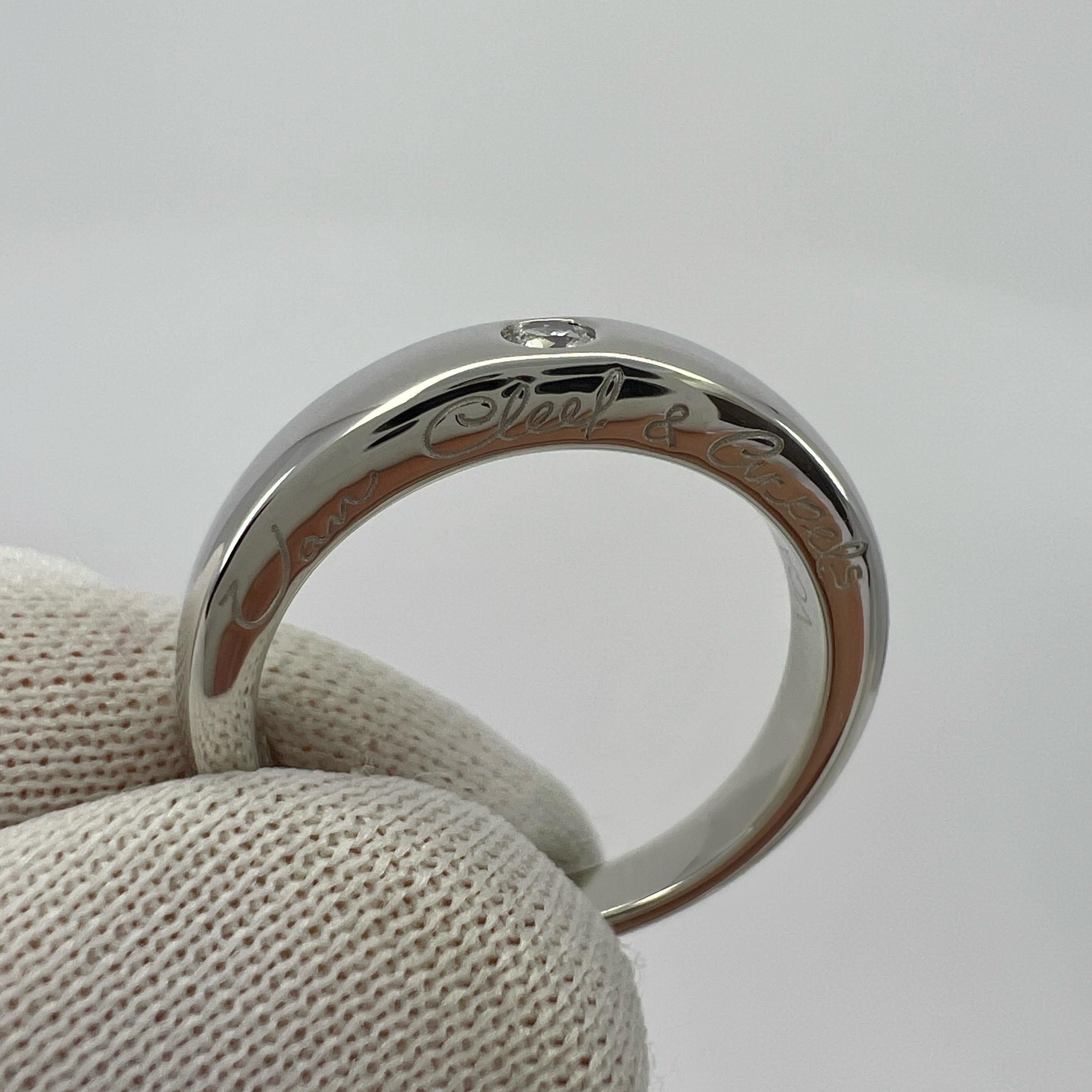 Vintage Van Cleef & Arpels NY Natural Diamond Platinum Solitaire Band Ring 49 For Sale 2