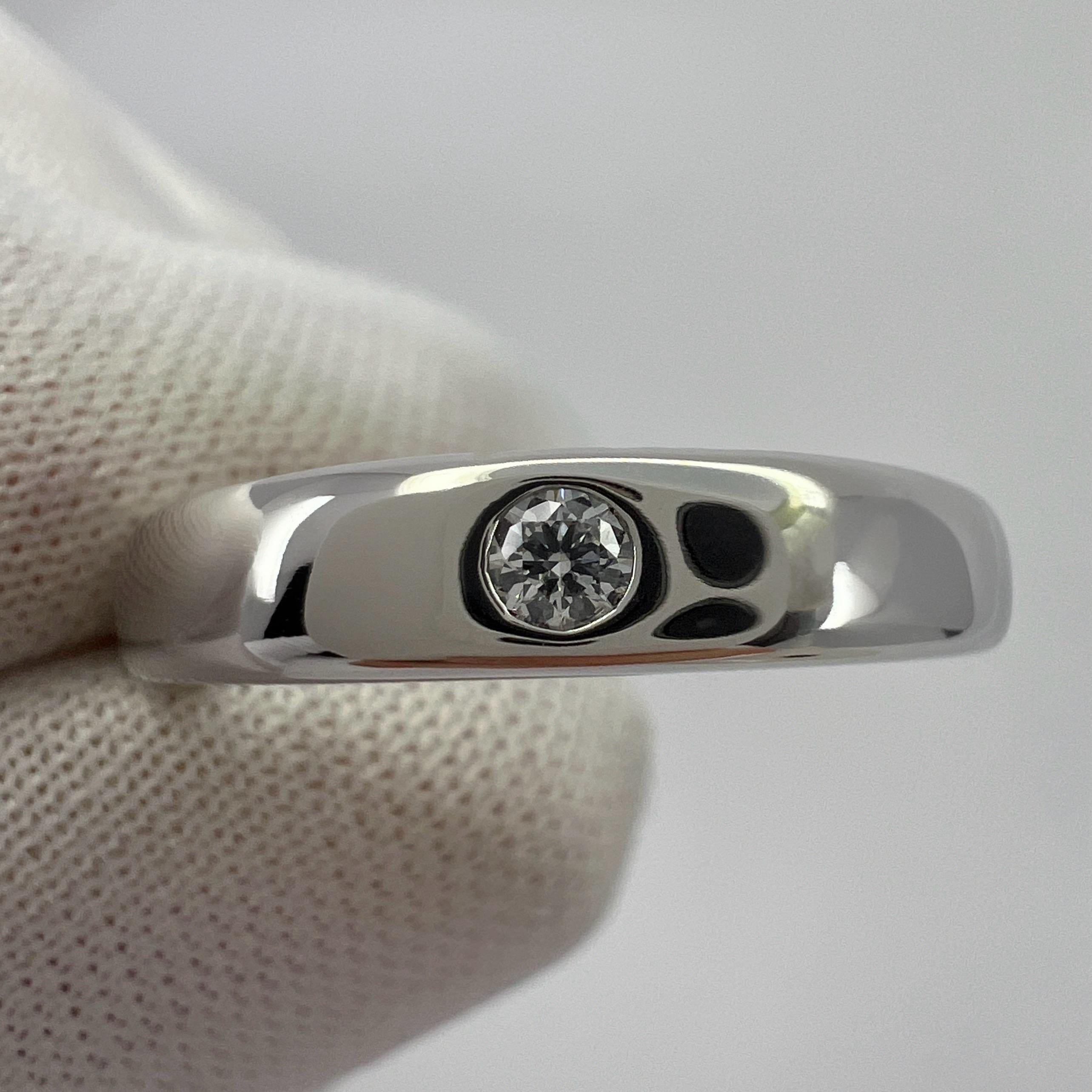 Vintage Van Cleef & Arpels NY Natural Diamond Platinum Solitaire Band Ring 49 For Sale 4