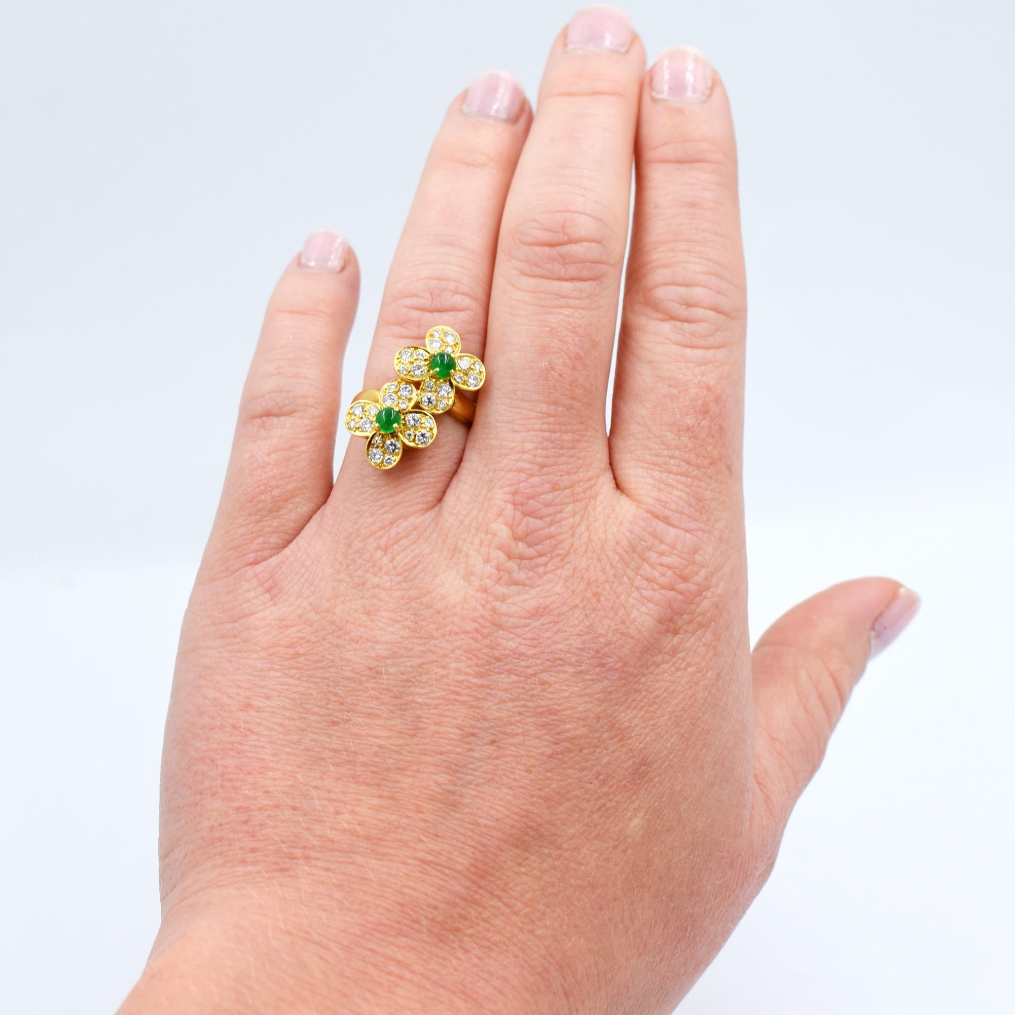 Van Cleef & Arpels Paris Smaragde-Diamant-Ohrringe und -Ring, Vintage (Smaragdschliff)