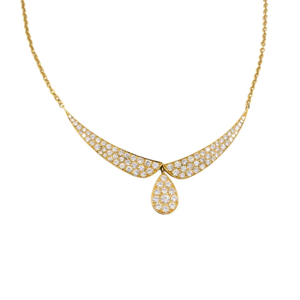 Taglio rotondo Vintage Van Cleef & Arpels Collana con diamanti Pirouette in oro 18k in vendita