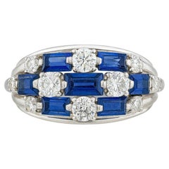 Vintage Van Cleef & Arpels Platinum Diamond & Sapphire Band Ring