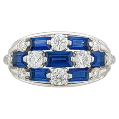 Vintage Van Cleef & Arpels Platinum Diamond & Sapphire Band Ring