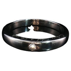 Fede nuziale vintage Van Cleef & Arpels in platino Pt950 con castone di diamanti, misura 9,5