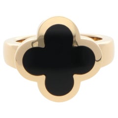Vintage Van Cleef & Arpels Pure Alhambra Onyx Ring in Yellow Gold