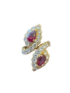 Vintage Van Cleef & Arpels Ruby and Diamond Bypass Ring in 18K Yellow Gold