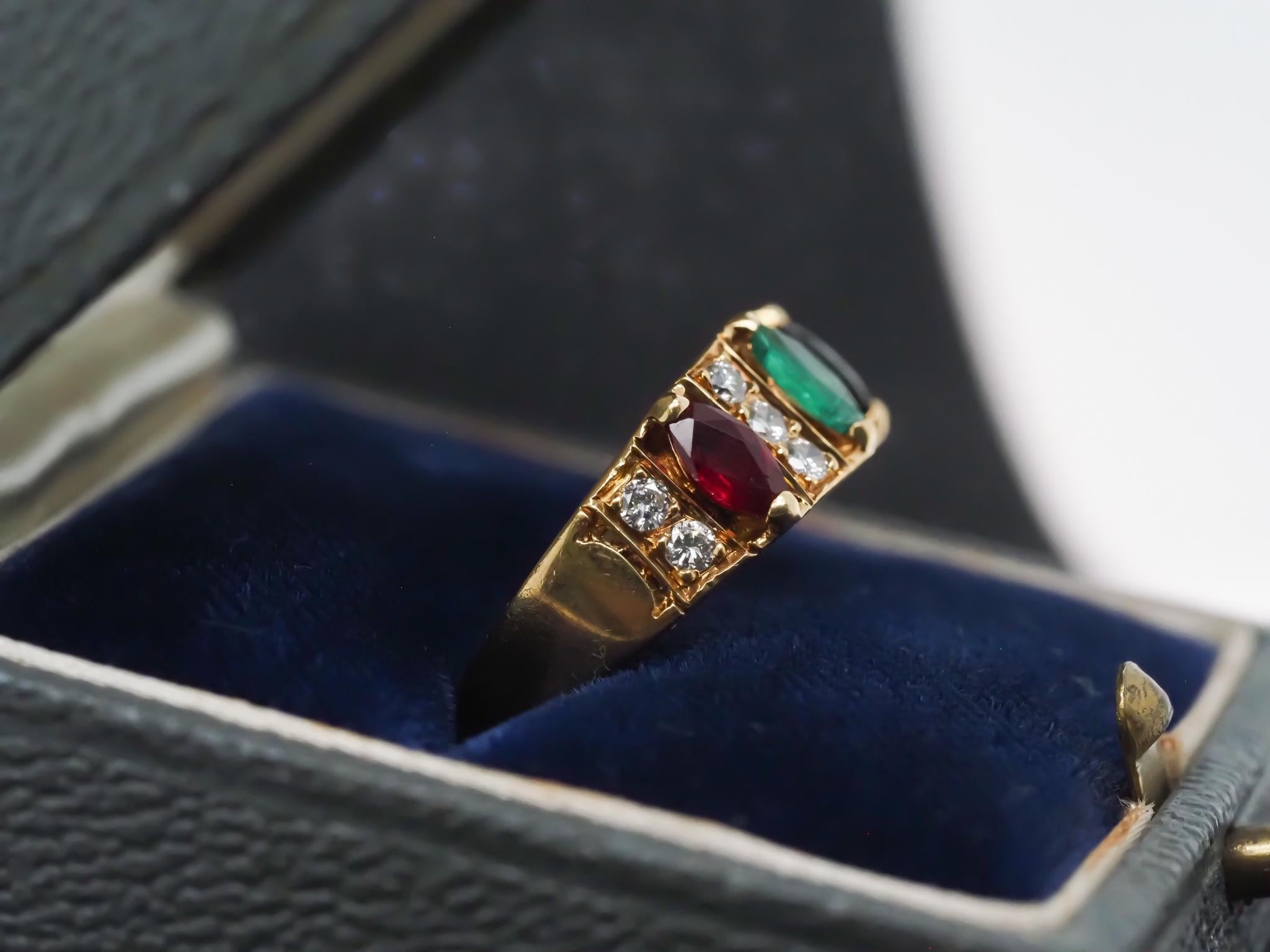 Vintage Van Cleef & Arpels Ruby Sapphire Emerald & Diamond Ring For Sale 6