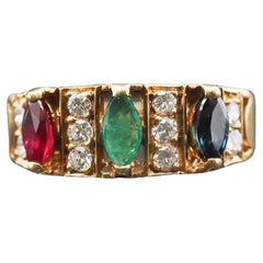Vintage Van Cleef & Arpels Ruby Sapphire Emerald & Diamond Ring