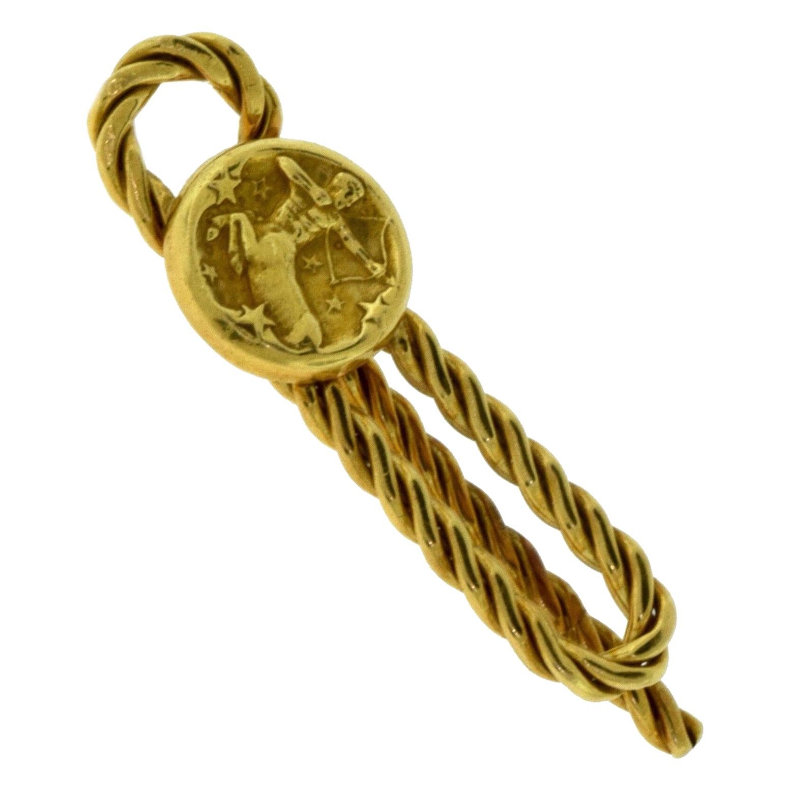 Vintage Van Cleef & Arpels Sagittarius Centaur Archery Money Clip in Yellow Gold
