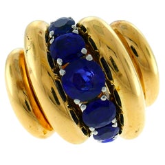 Vintage Van Cleef & Arpels Sapphire Yellow Gold Bombe Ring