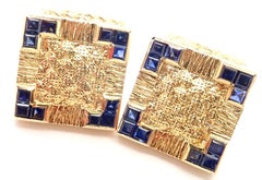 Vintage Van Cleef & Arpels Sapphire Yellow Gold Cufflinks