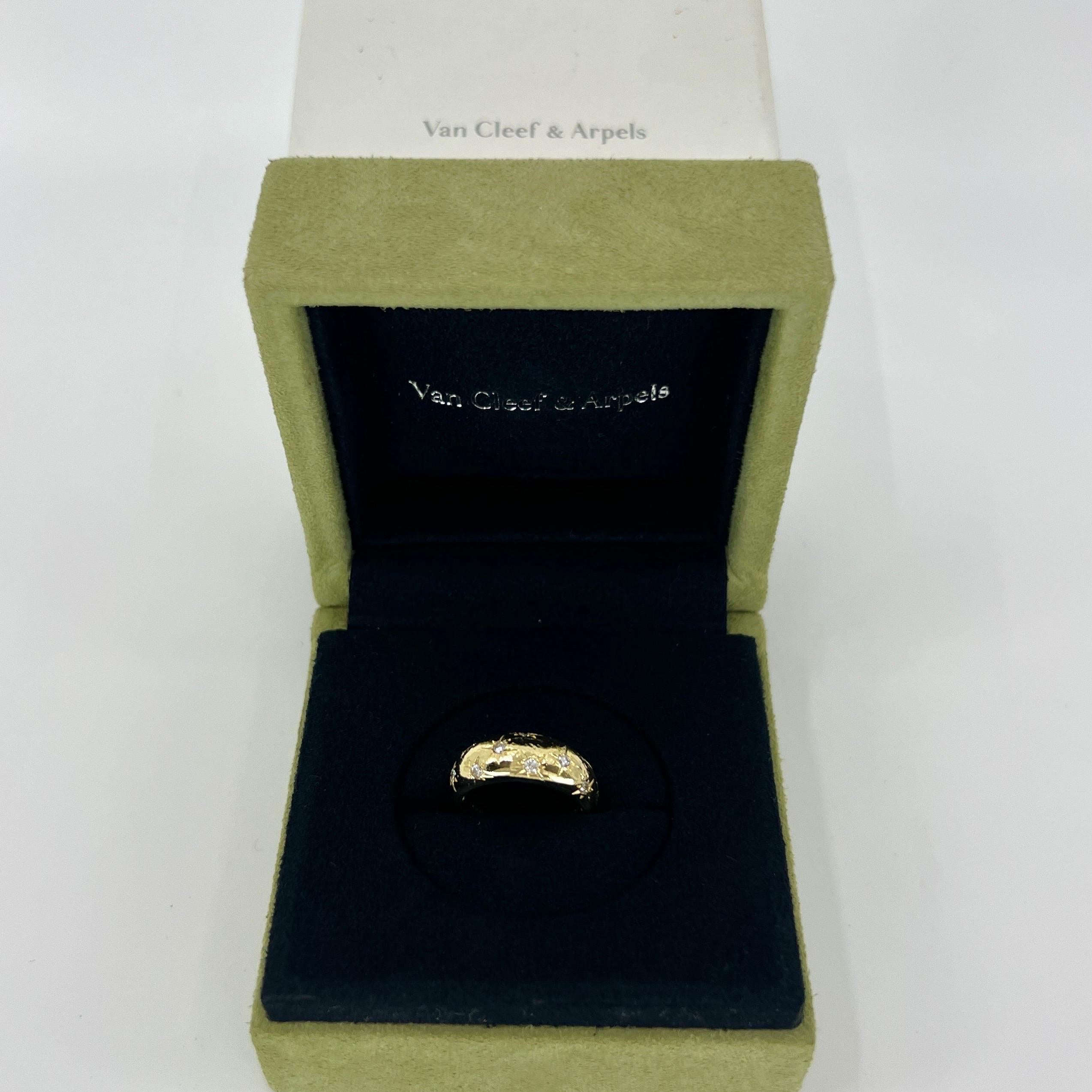 Vintage Van Cleef & Arpels Star Set Diamond 18k Yellow Gold Starburst Dome Ring 5