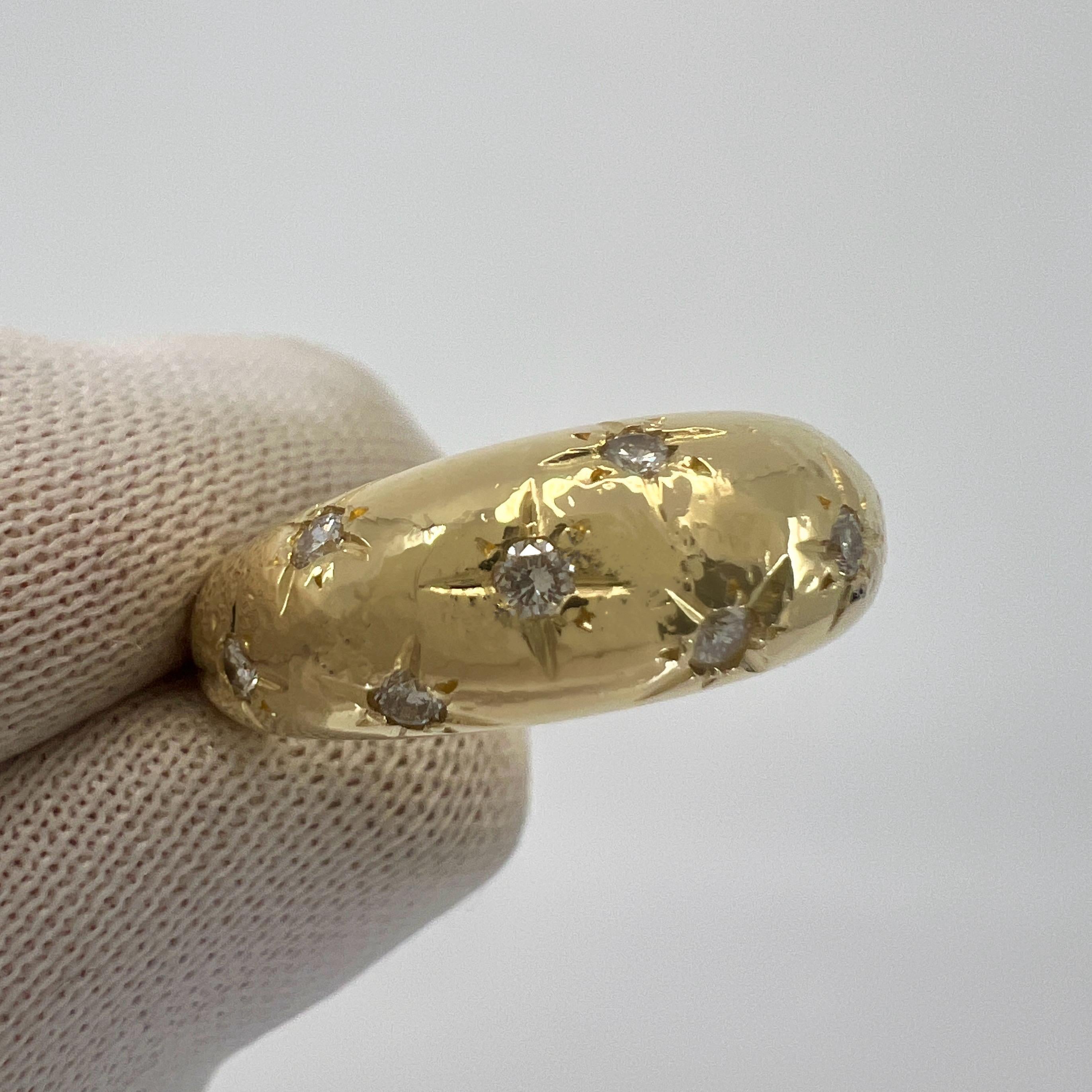 Women's or Men's Vintage Van Cleef & Arpels Star Set Diamond 18k Yellow Gold Starburst Dome Ring