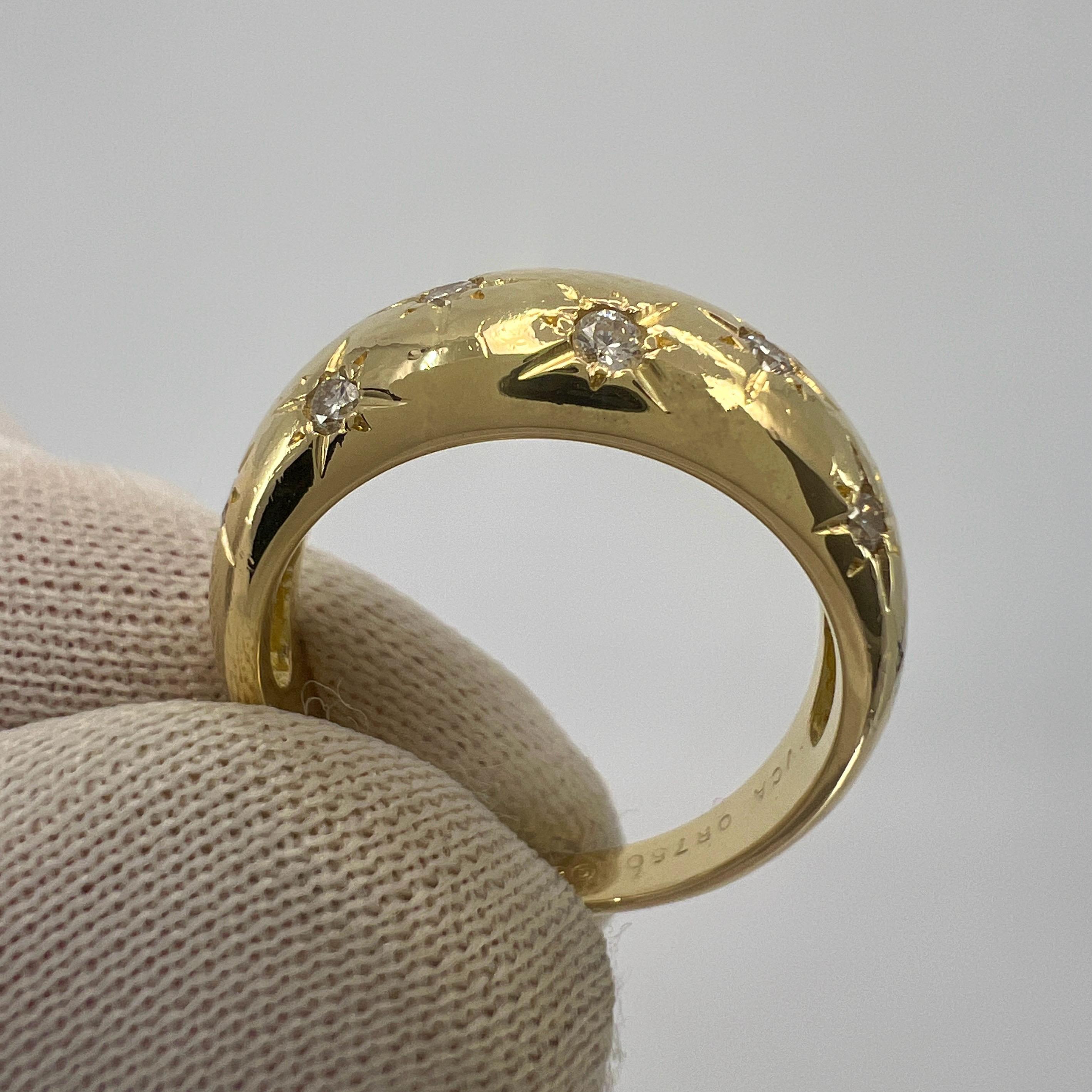 Vintage Van Cleef & Arpels Star Set Diamond 18k Yellow Gold Starburst Dome Ring 1