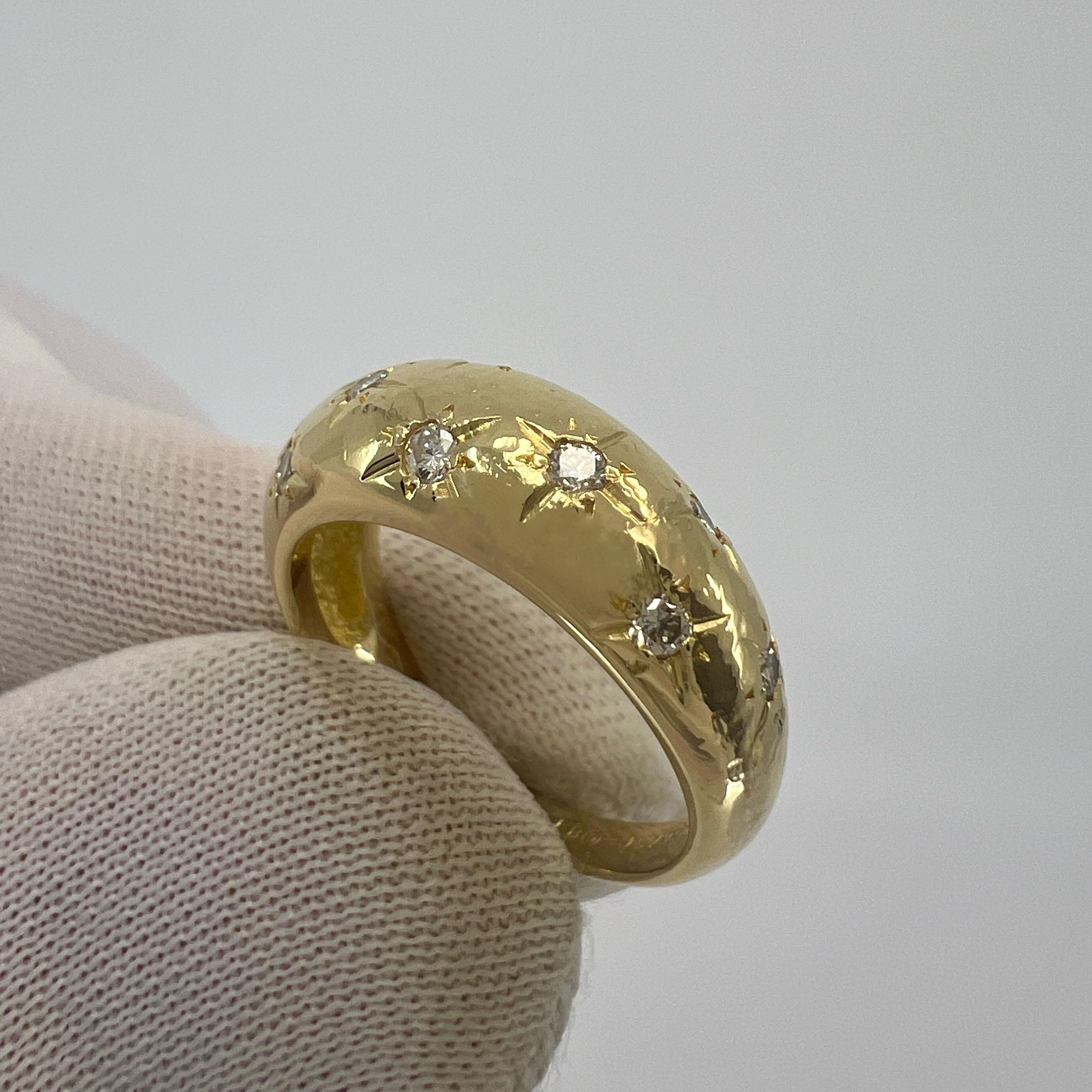 Vintage Van Cleef & Arpels Star Set Diamond 18k Yellow Gold Starburst Dome Ring 3