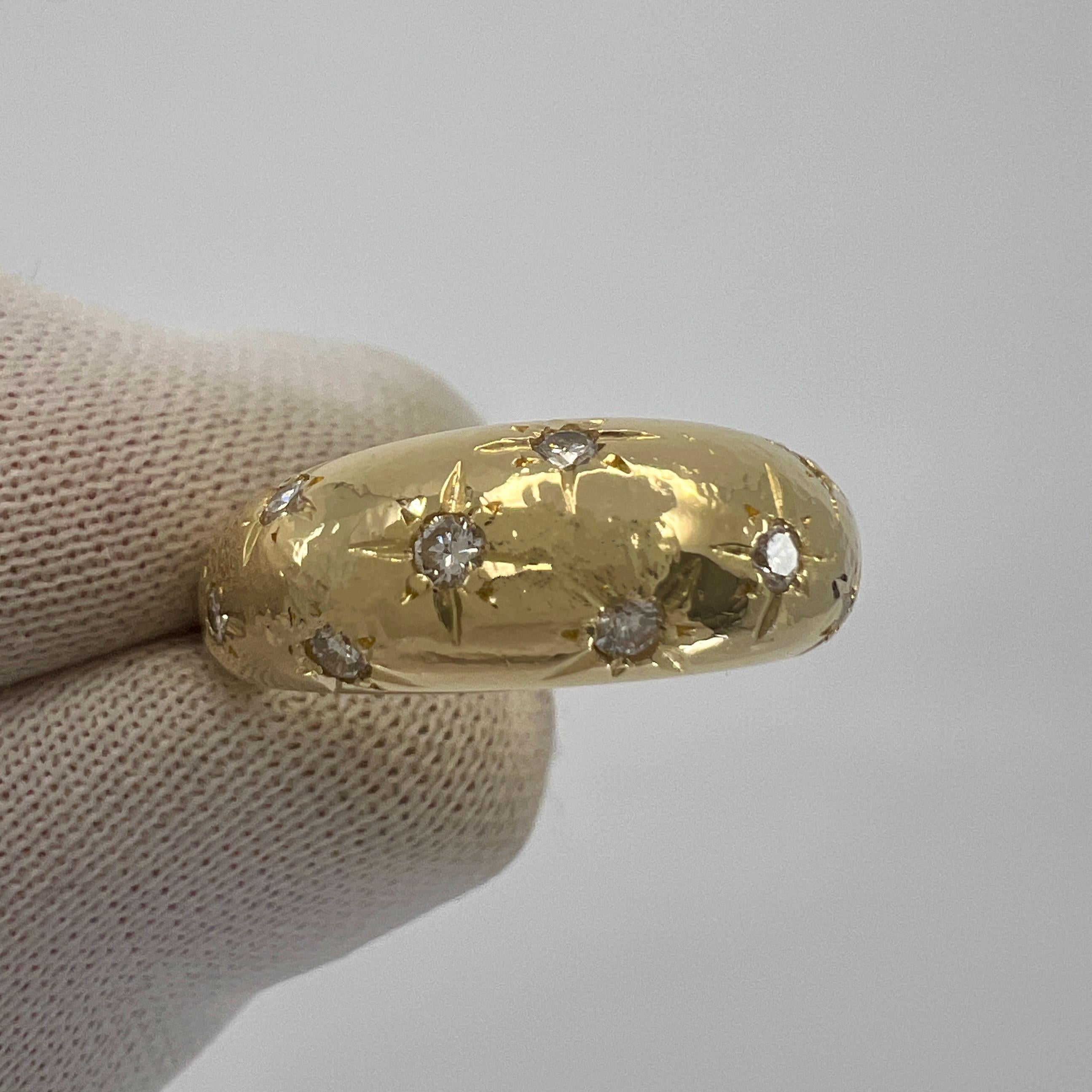 Vintage Van Cleef & Arpels Star Set Diamond 18k Yellow Gold Starburst Dome Ring 4
