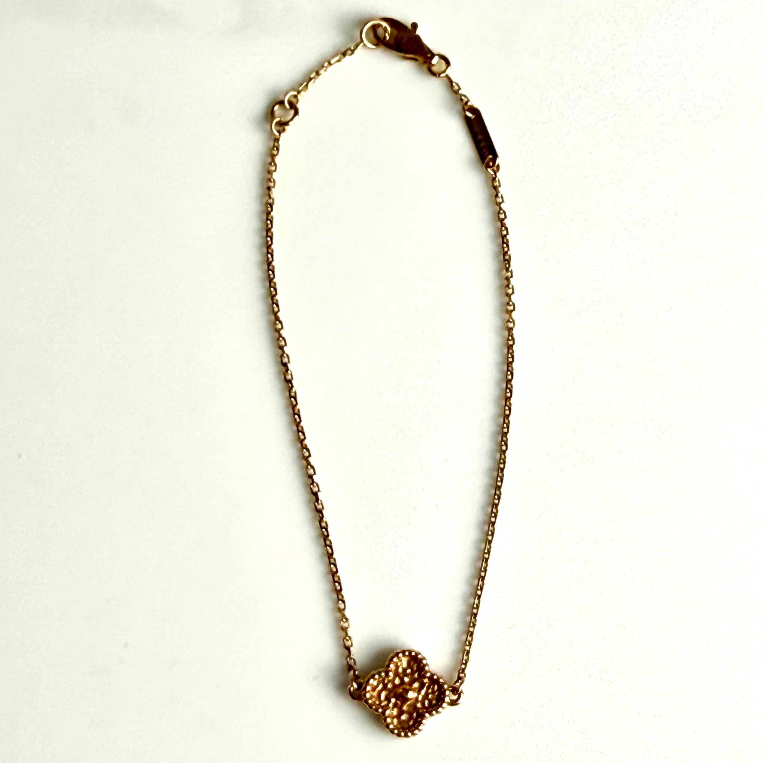 Vintage Van Cleef & Arpels Sweet Alhambra 18K Rose Gold Bracelet For Sale 5