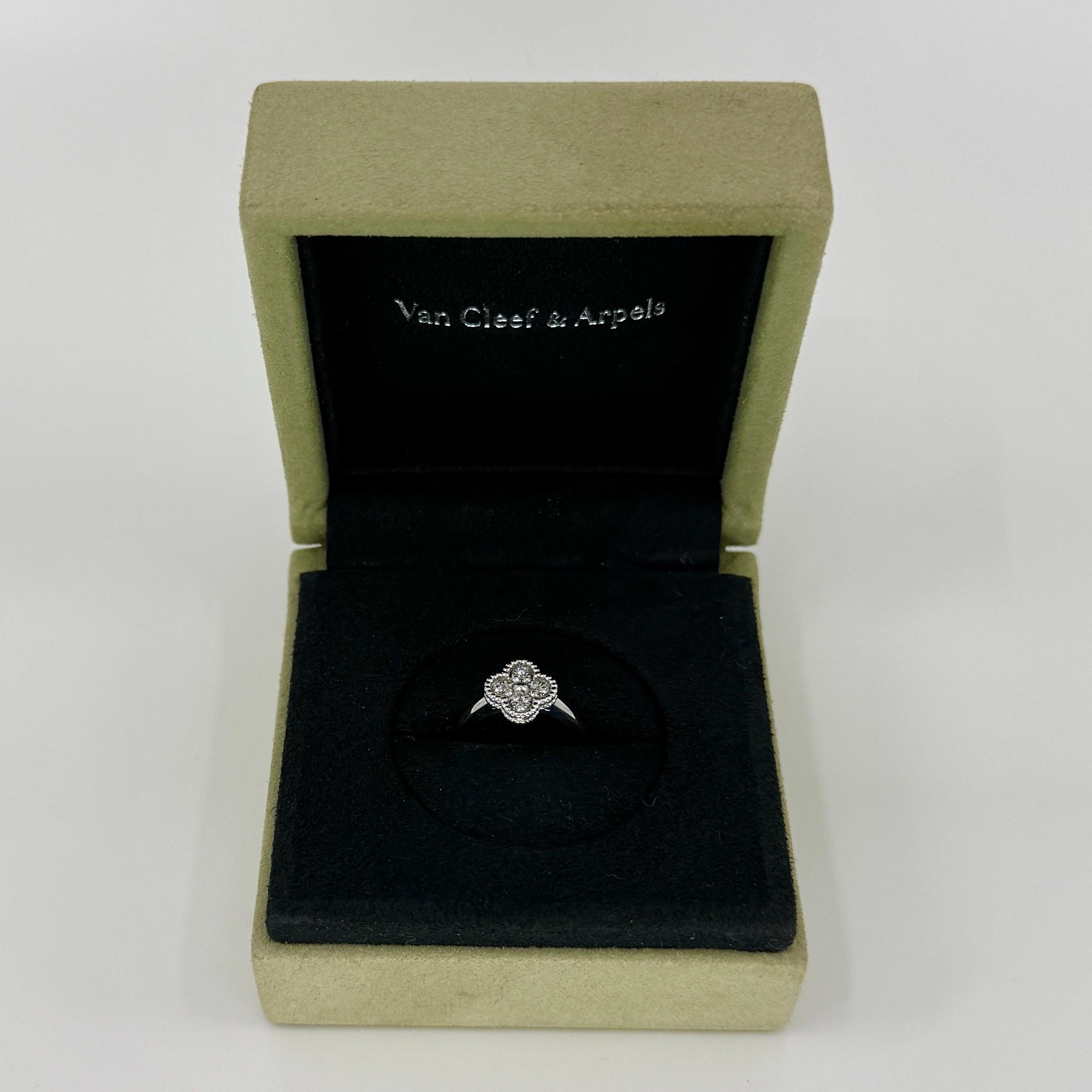 Vintage By Van Cleef & Arpels Sweet Alhambra Diamant 18k Weißgold Ring zertifiziert im Angebot 5