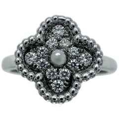 Used Van Cleef & Arpels Sweet Alhambra Diamond 18k White Gold Ring Certified
