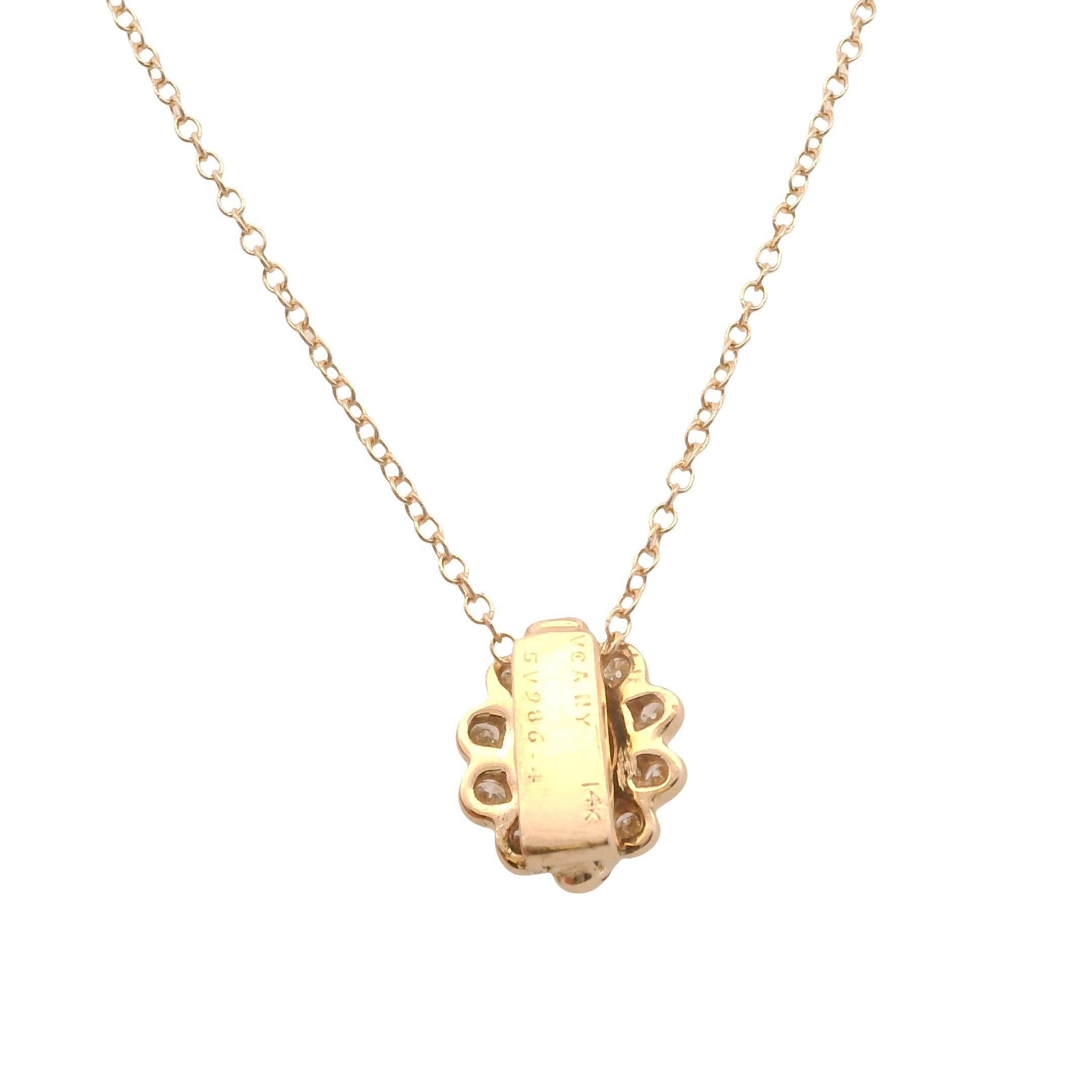 Vintage Van Cleef & Arpels Collier pendentif œil de tigre et diamant en or jaune 14k en vente 4