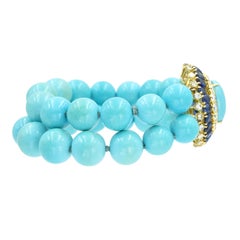 Vintage Van Cleef & Arpels Turquoise Diamond and Sapphire Bracelet